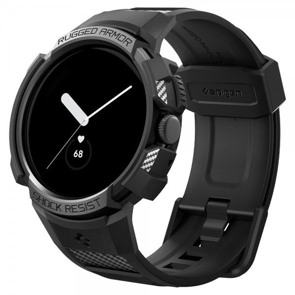 Spigen Google Pixel Watch 1/2/3 41 mm Armbånd og Cover Rugged Armor Pro Sort