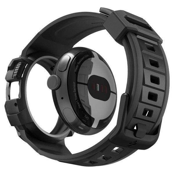 Spigen Google Pixel Watch 1/2/3 41 mm Armbånd og Cover Rugged Armor Pro Sort
