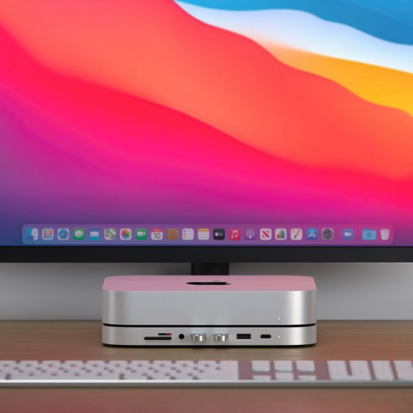 Satechi Type-C Aluminium Stand & Hub til Mac Mini Sølv