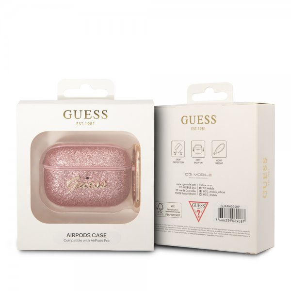 Guess AirPods Pro Skal Glitter Flakes Rosa