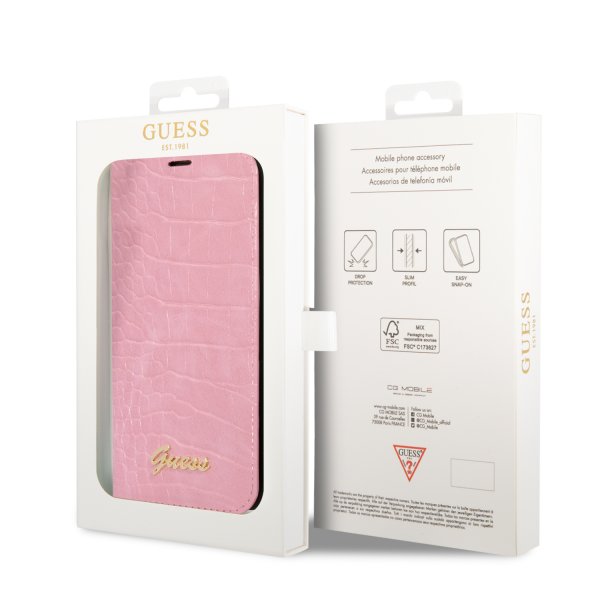 Guess iPhone 14 Pro Max Cover Croco Pink