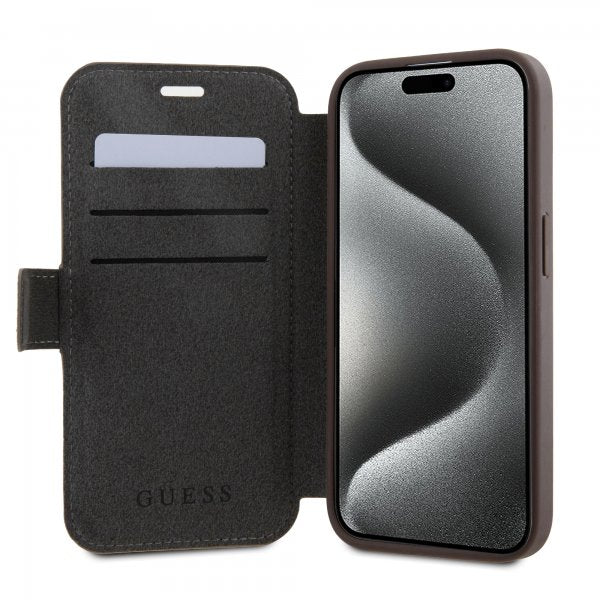 Guess iPhone 15 Pro Cover 4G Logo Brun