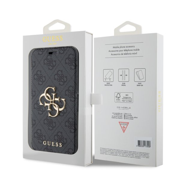 Guess iPhone 15 Cover 4G Logo Grå