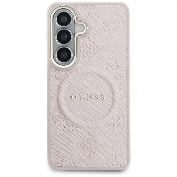 Guess Samsung Galaxy S26 Plus Cover Saffiano Peony MagSafe Lyserød