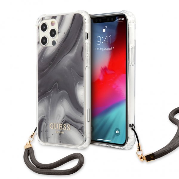 Guess iPhone 12 Pro Max Cover Marble Grå
