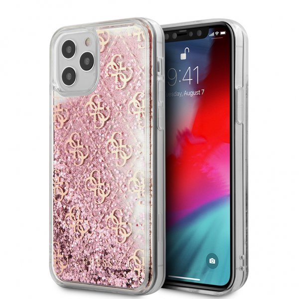 Guess iPhone 12 Pro Max Cover Liquid Glitter Rosa