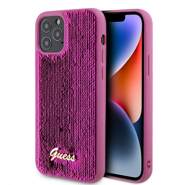 Guess iPhone 12/iPhone 12 Pro Cover Sequin Fuschia