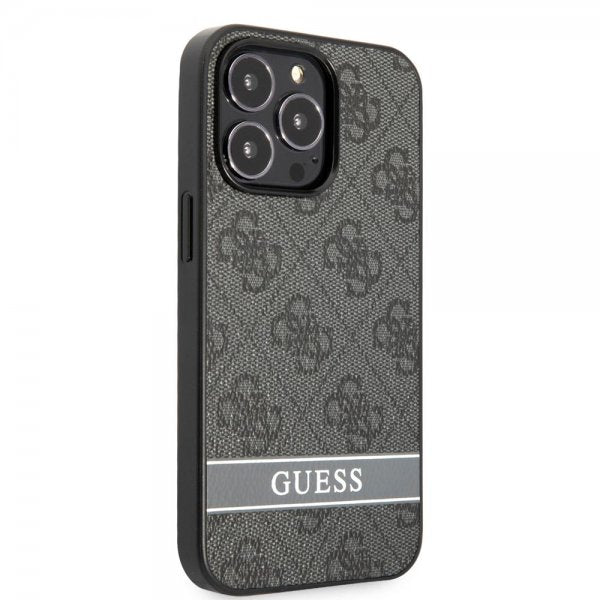 Guess iPhone 13 Pro Cover Printed Stripe Bottom Grå