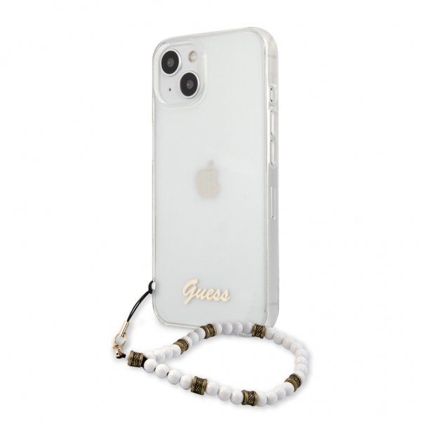 Guess iPhone 13 Cover Pearl Handle Script Logo Hvid