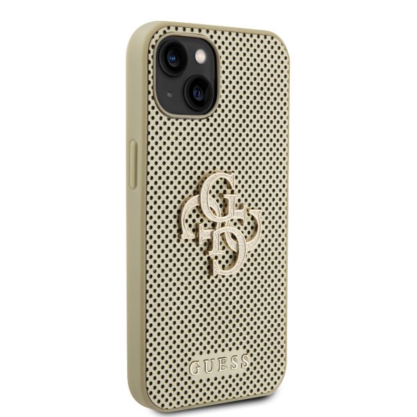 Guess iPhone 13 Cover Perforated Glitter Guld