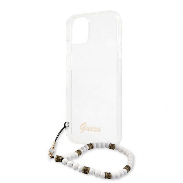 Guess iPhone 13 Mini Cover Pearl Handle Script Logo White