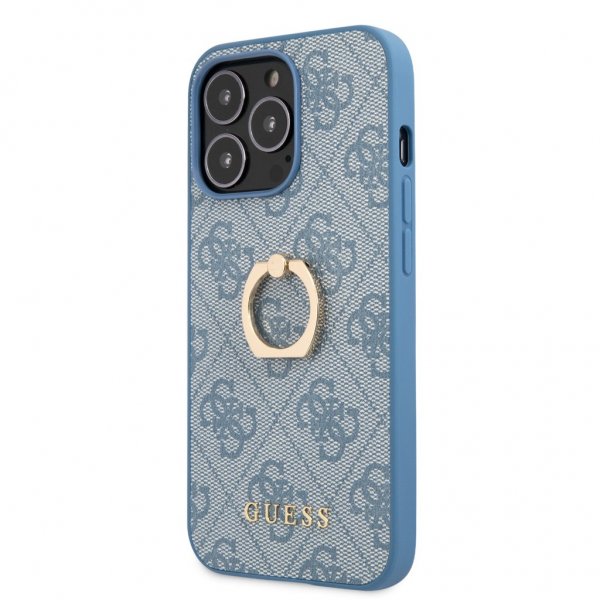 Guess iPhone 13 Pro Max Cover Ring Stand Blå