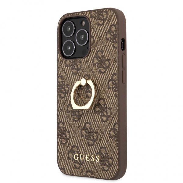 Guess iPhone 13 Pro Max Cover Ring Stand Brun