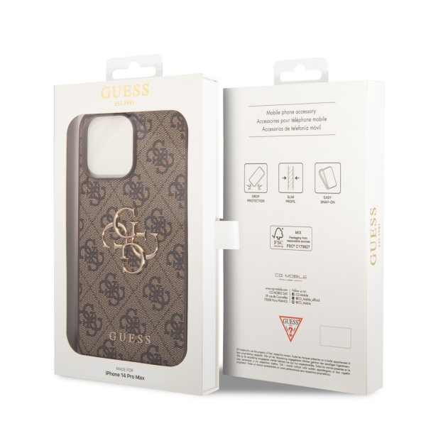 Guess iPhone 15 Pro Max Cover 4G Logo Brun