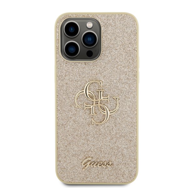 Guess iPhone 15 Pro Max Cover Fixed Glitter Guld