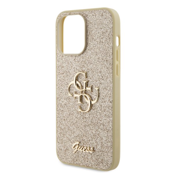 Guess iPhone 15 Pro Max Cover Fixed Glitter Guld