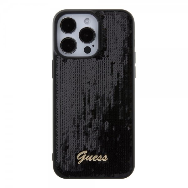 Guess iPhone 15 Pro Max Cover Paillet Sort