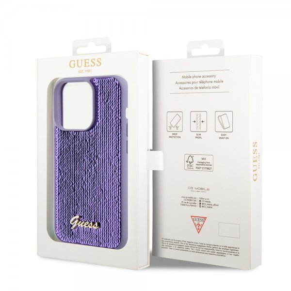 Guess iPhone 15 Pro Max Cover Sequin Lilla