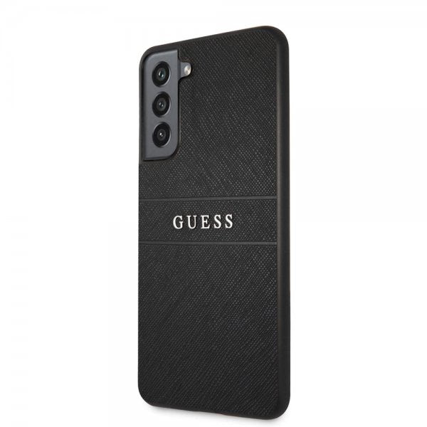 Guess Samsung Galaxy S21 FE Cover Saffiano Metal Logo Sort