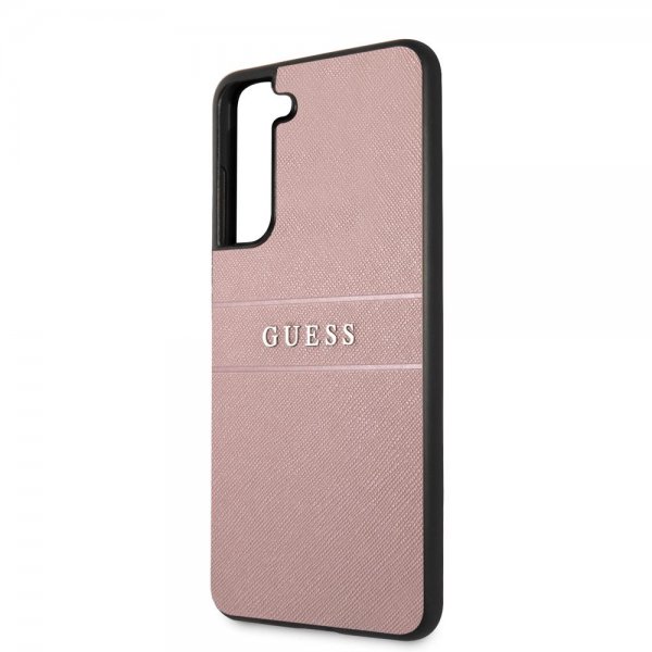 Guess Samsung Galaxy S21 FE Cover Saffiano Metal Logo Rosa