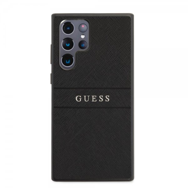 Guess Samsung Galaxy S22 Ultra Cover Saffiano Metal Logo Sort