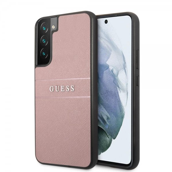 Guess Samsung Galaxy S22 Cover Saffiano Metal Logo Rosa