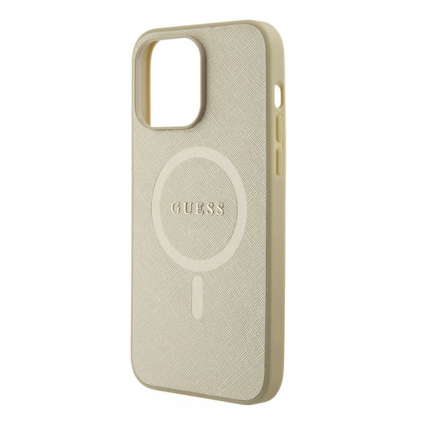 Guess iPhone 15 Pro Max Cover Saffiano MagSafe Beige