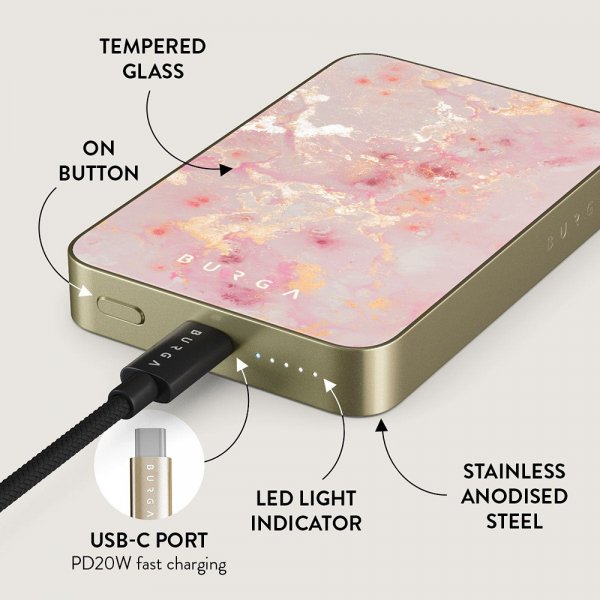 Burga Powerbank MagSafe 5000 mAh Golden Coral Guld