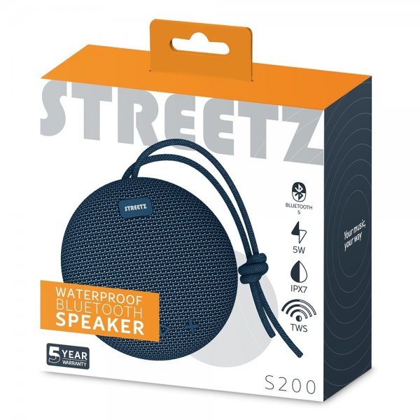 Streetz Højttaler S200 Vandtæt Bluetooth-højttaler Blå