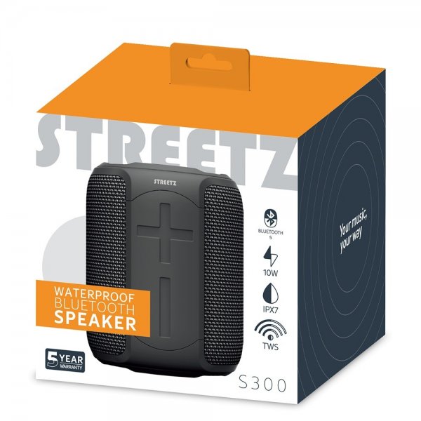 Streetz Højttaler S300 Vandtæt Bluetooth Højttaler Sort