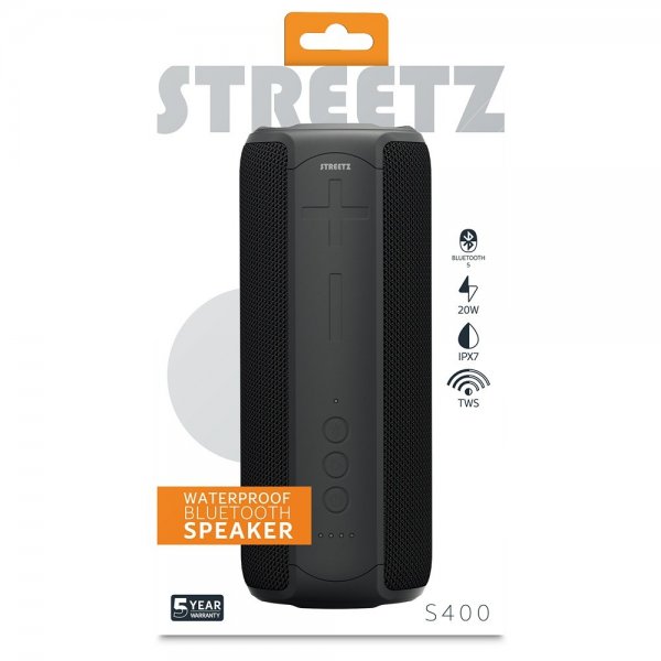 Streetz Højttaler S400 Vandtæt Bluetooth Højttaler Sort