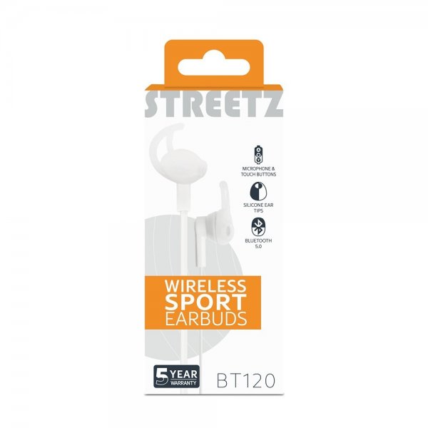 Streetz Høretelefoner BT120 Wireless Sport Earbuds Hvid