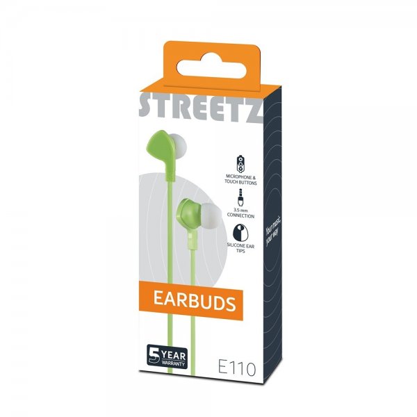 Streetz Hovedtelefoner E110 Earbuds 3.5mm Grøn