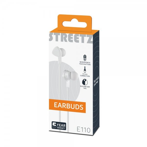 Streetz Høretelefoner E110 Earbuds 3.5mm Hvid
