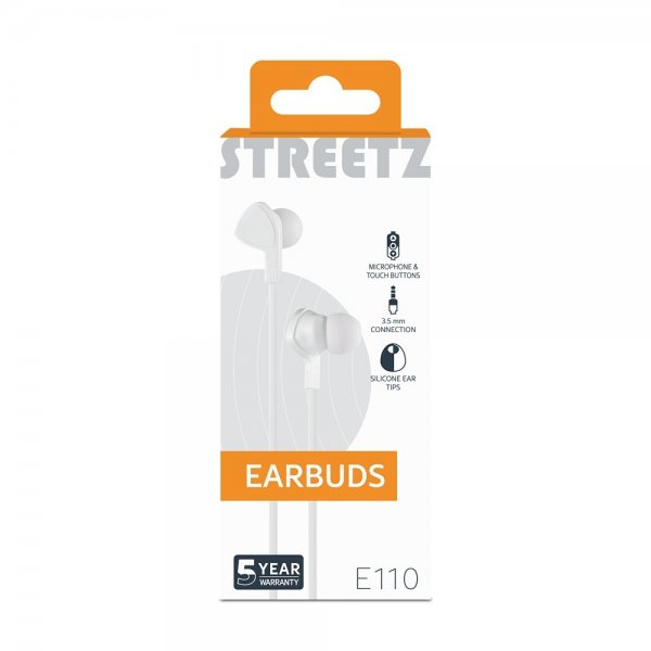 Streetz Høretelefoner E110 Earbuds 3.5mm Hvid