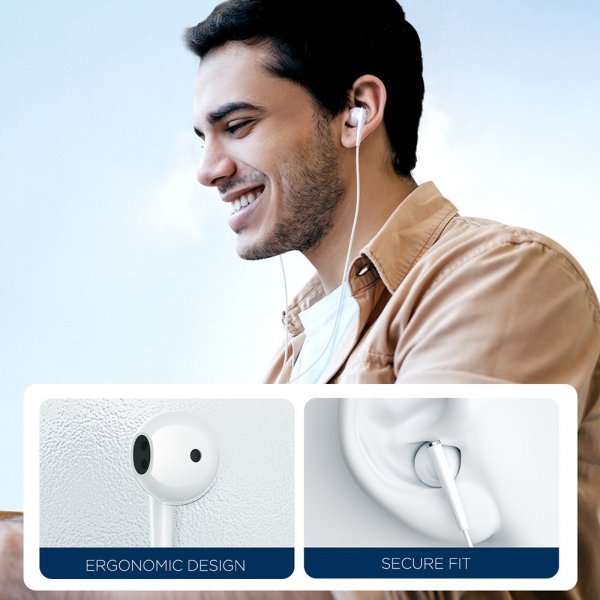 Joyroom Høretelefoner JR-EW04 Wired Earphones 3.5mm Hvid