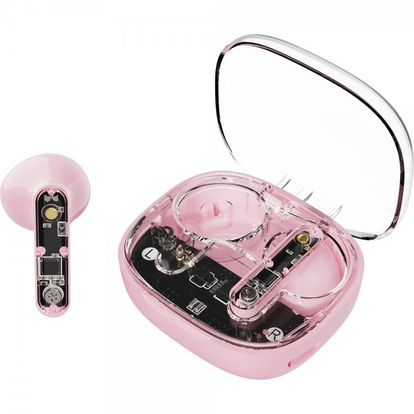Streetz Hovedtelefoner T150 Transparent True Wireless Earbuds Rosa