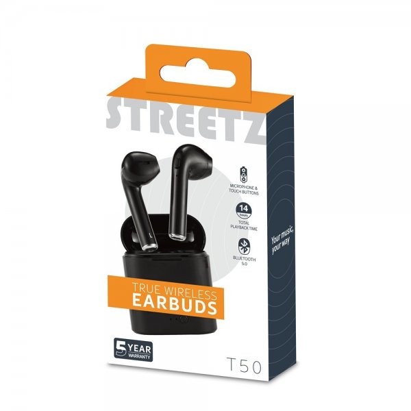 Streetz Hovedtelefoner T50 True Wireless Earbuds Sort