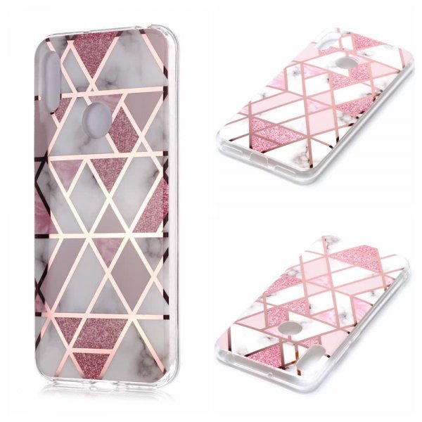 Huawei Y6 2019 Cover Marmor Hvid Rosa