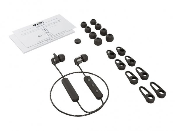 Sudio Tio trådløse in-ear-høretelefoner med vævet kabel - sort