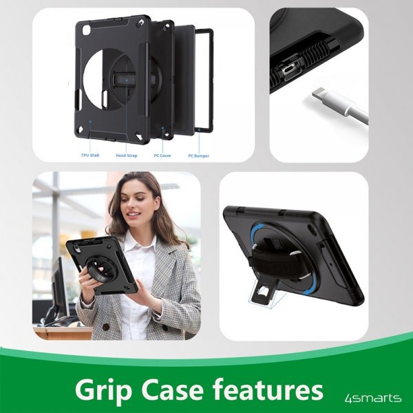 4smarts iPad 10.2 (gen 7/8/9) Skal Rugged Case Grip Sort