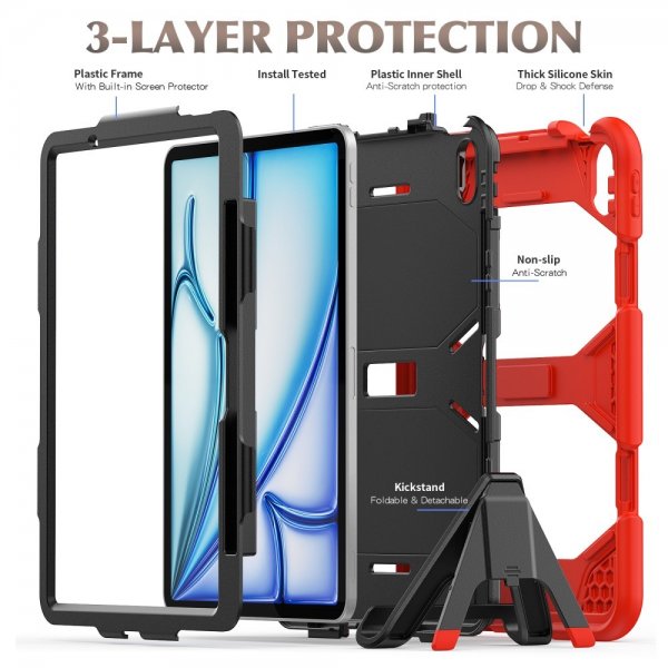 iPad Air 11 (M2/M3/M4) Cover Heavy Duty Armor Rød
