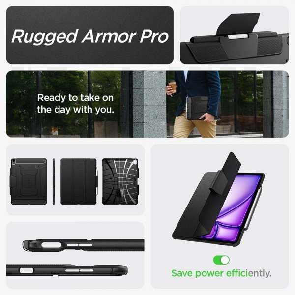 Spigen iPad Air 13 (M2/M3/M4) Cover Rugged Armor Pro Sort