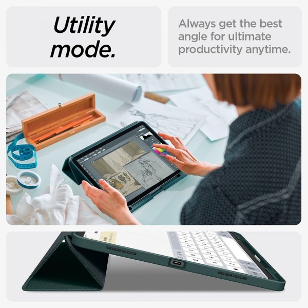 Spigen iPad Air 13 (M2/M3/M4) Cover Urban Fit Midnight Green