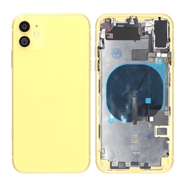 iPhone 11 Bagside med Komplet Ramme Premium - Gul