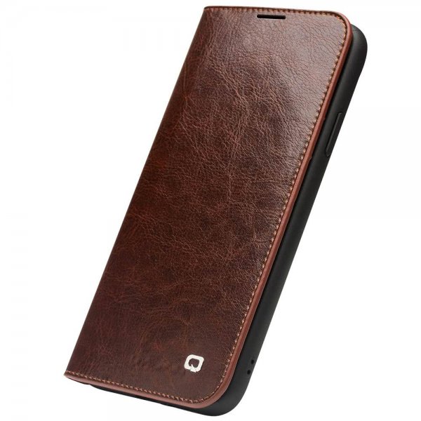 Qialino iPhone 11 Cover Ægte Læder Kortlomme Brun