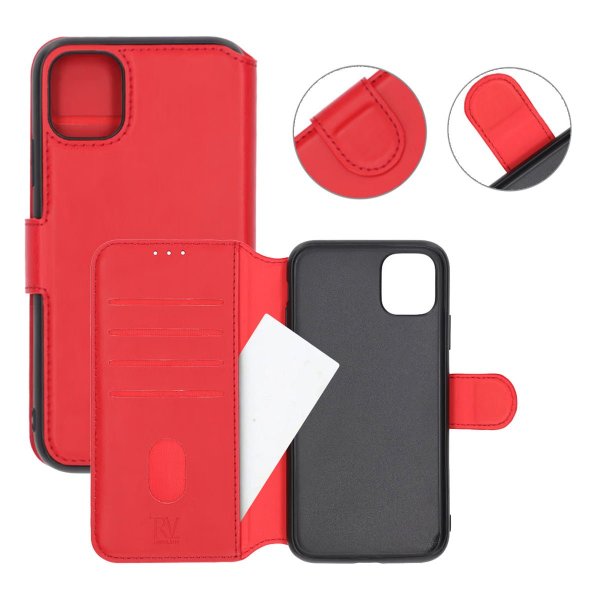 Rvelon iPhone 11 Cover Sammenklappeligt Kortrum Rød