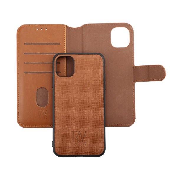 Rvelon iPhone 11 Cover Magnetisk Aftageligt Etui Brun