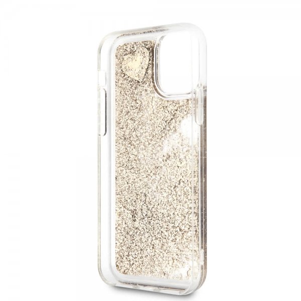 Guess iPhone 11 Pro Max Cover Glitter Hearts Guld