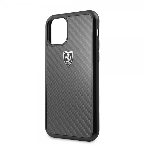Ferrari iPhone 11 Pro Max Cover Kulfibertekstur Sort
